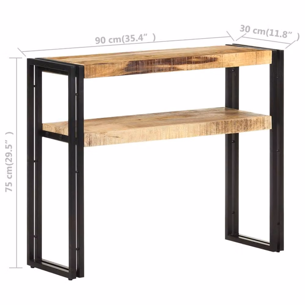 Berkfield Home Dense Console Table in Brown Rough Mango Wood, W/D/H: 90 x 30 x 75 cm – 4