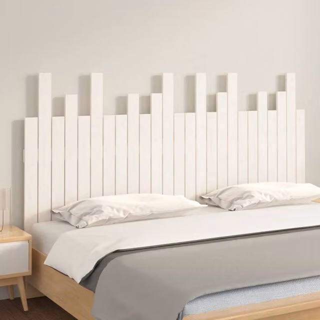 Berkfield Home White Solid Wood Pine Wall Headboard W: 159.5 cm, D: 3 cm, H: 80 cm