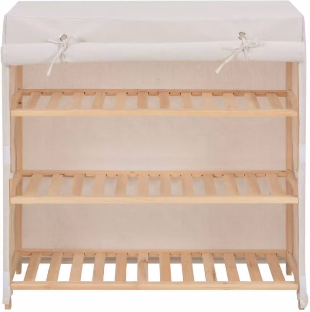 Berkfield Home Shoe Cabinet with Fabric Cover in White, W/D/H: 79 x 40 x 80 cm