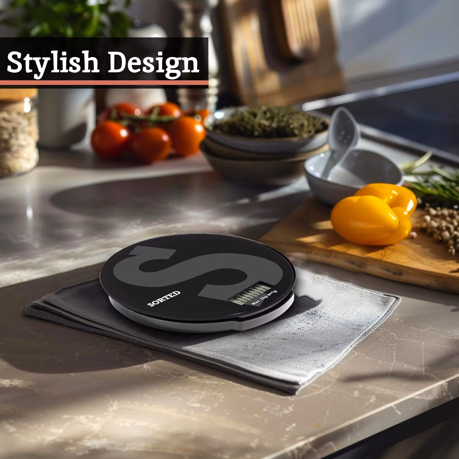 Orsina Black Glass Digital Kitchen Scale with 2kg Capacity – 5