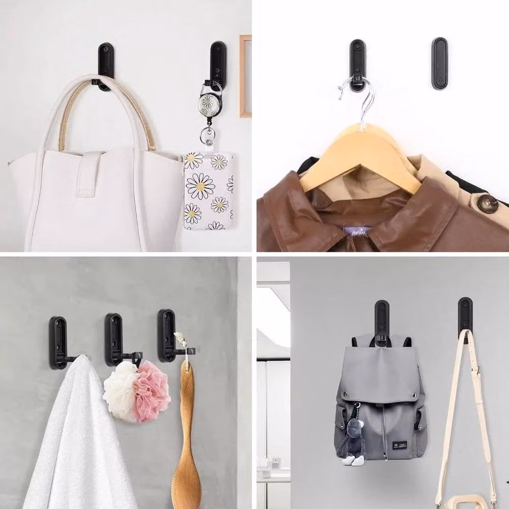 FLAVORA Black Metal Folding Wall Mounted Clothes Hanger Set of 2, Width: 50 cm – 3