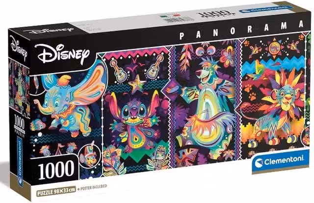 Clementoni Disney Characters 1000 Piece Panorama Jigsaw Puzzle in Multicolour