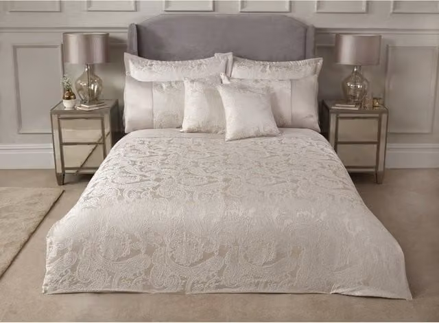 NewEdgeBlinds Jacquard Duvet Cover in Beige, Yellow and White, 180 x 200 cm