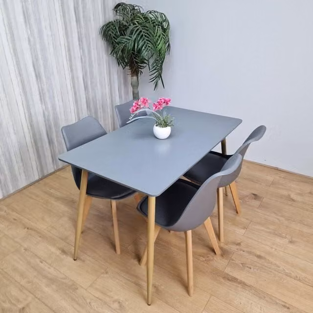 Kosy Koala Modern Grey Rectangular Dining Table and 4 Chairs Set