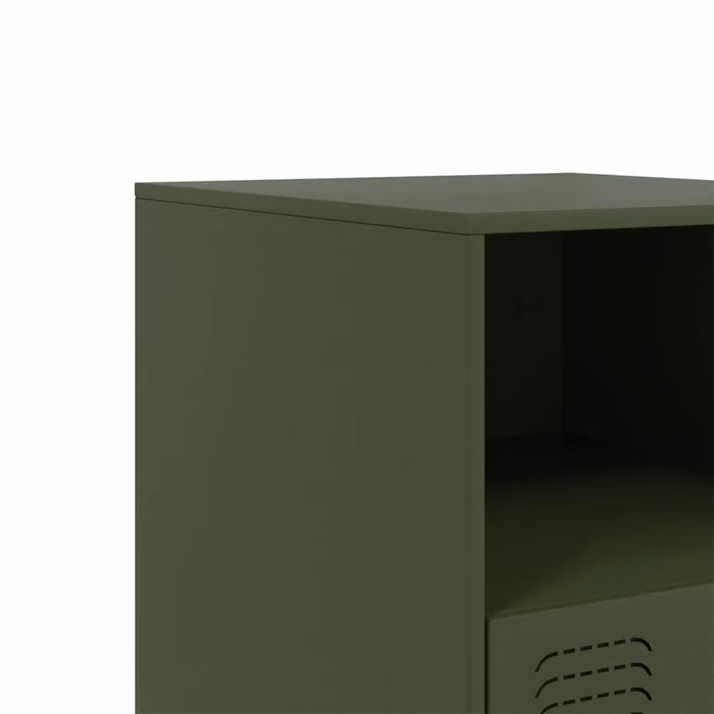 Berkfield Home Set of 2 Metal Bedside Cabinets in Olive Green, W/D/H: 34.5 x 39 x 44 cm – 4