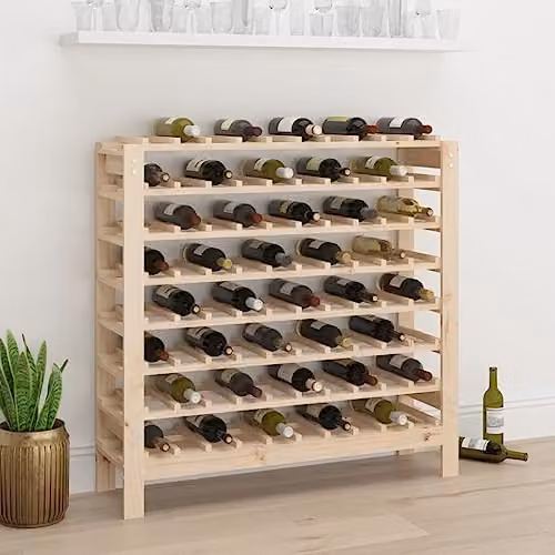 vidaXL Wine Rack in Brown Solid Pine Wood, W/D/H: 109.5 x 30 x 107.5 cm – 2
