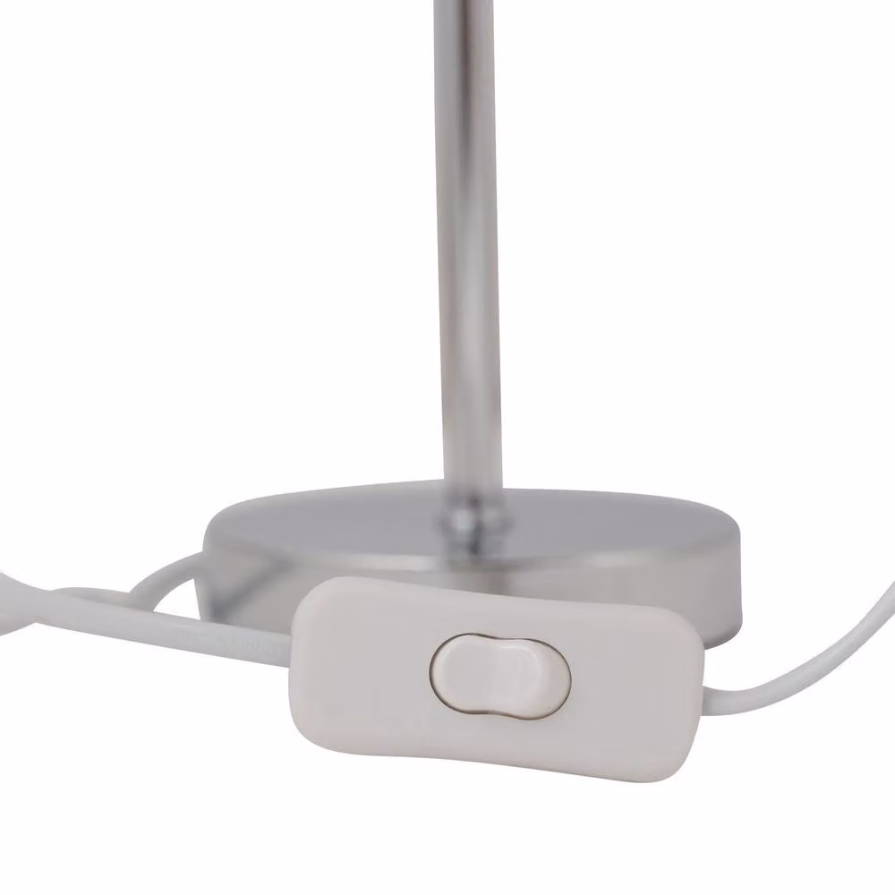 First Choice Lighting Chrome Stick Table Lamp with Blue and Silver Laser Cut Fabric Shade – 2