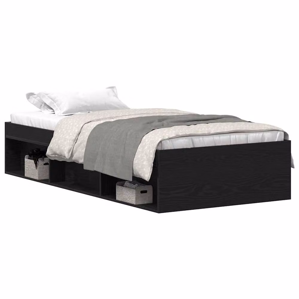 Berkfield Home Durable Bed Frame in Black Oak, W/D/H: 100 x 200 cm – 3