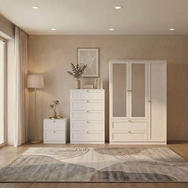 Vida Designs Altino 3 Piece Bedroom Set in White