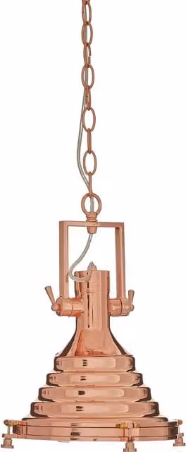 Fifty Five South Orsina Industrial Copper Pendant Light in Gold and Brass with Transparent Glass