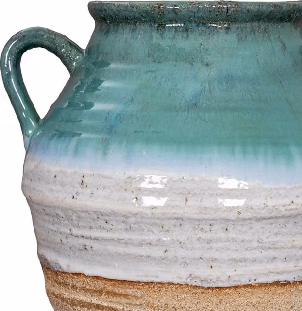KDMK Modern Round Ceramic Fen Amphora Vase in Multicolour Autumn Yellow for Tabletop Display