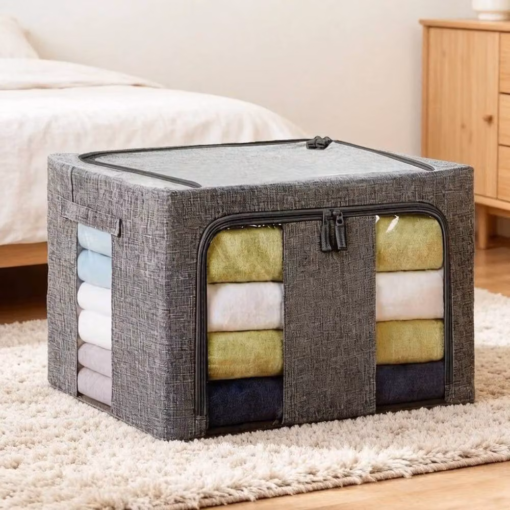 SPETLEK Set of 3 Foldable Fabric Storage Boxes, 66L, Grey – 3