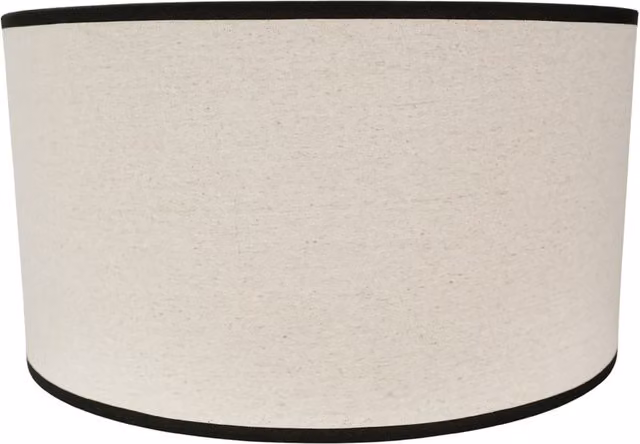 Eva Large Natural Linen Fabric Drum Lamp Shade in Black and Beige
