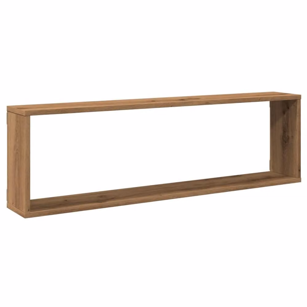 Berkfield Home Artisan Oak Wall Cube Shelves, 2 Piece Brown Engineered Wood, W: 100 cm, D: 30 cm, H: 15 cm – 3