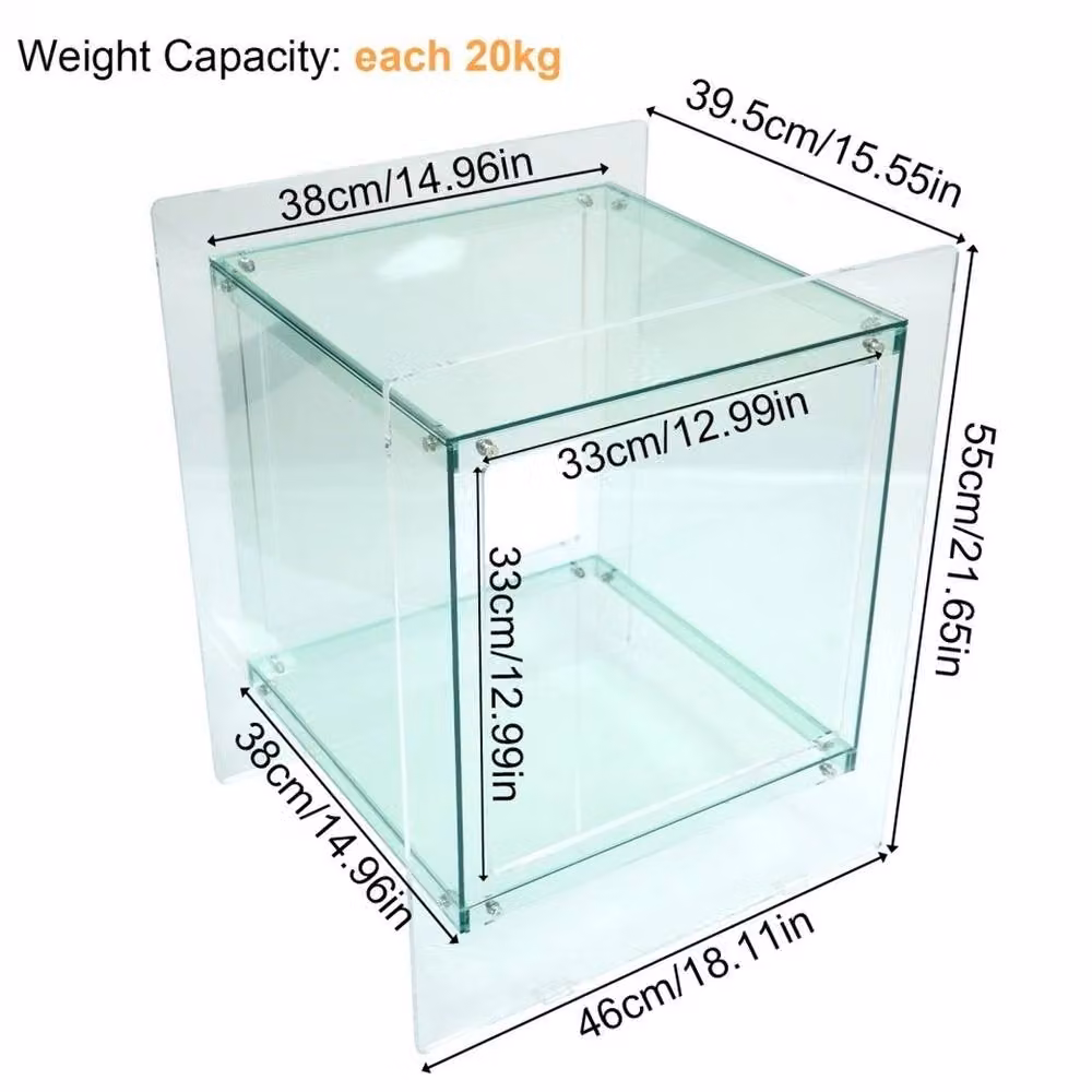 NESTLUNE Clear Acrylic Nightstand with Storage Shelf, W/D/H: 100 x 100 x 100 cm – 2