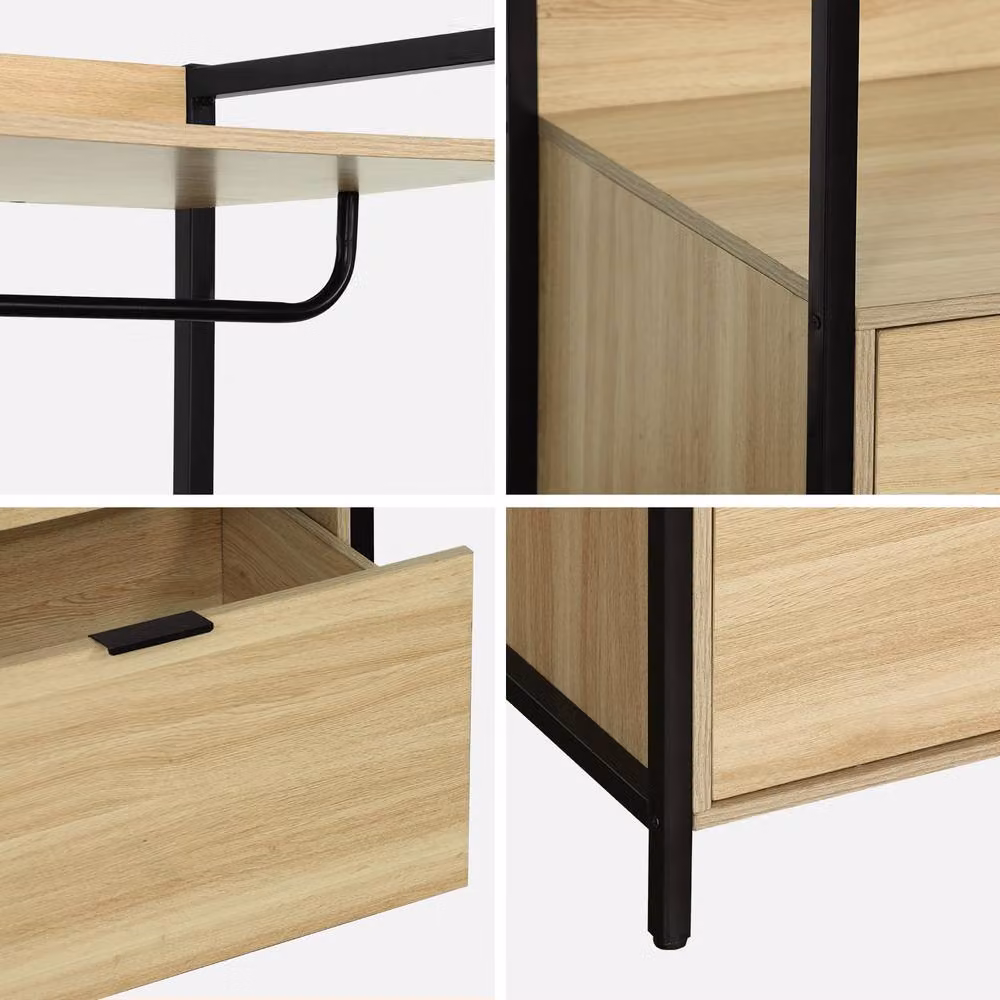 sweeek Modern Wardrobe Module with 2 Drawers and 1 Shelf in Black, W/D/H: 60 x 48 x 190 cm – 3