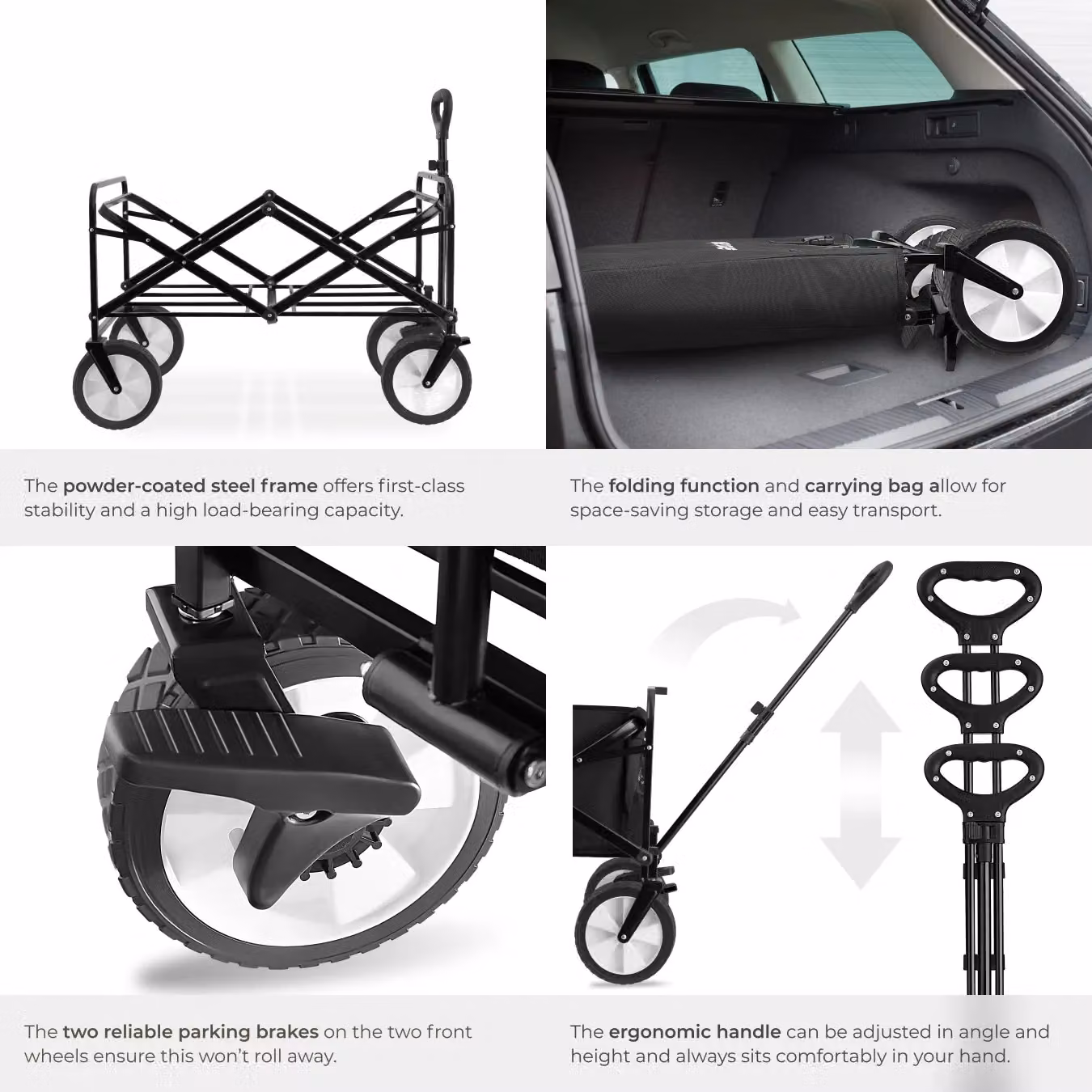 tectake Garden Trolley Leon in Black Steel – 5