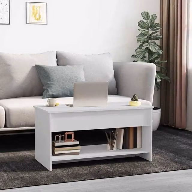 Berkfield Home Modern 809647 Coffee Table in White, W/D/H: 102 x 50 x 52.5 cm