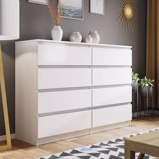 LUXURY LIFE Olivia Matt White 8 Drawer Chest of Drawers