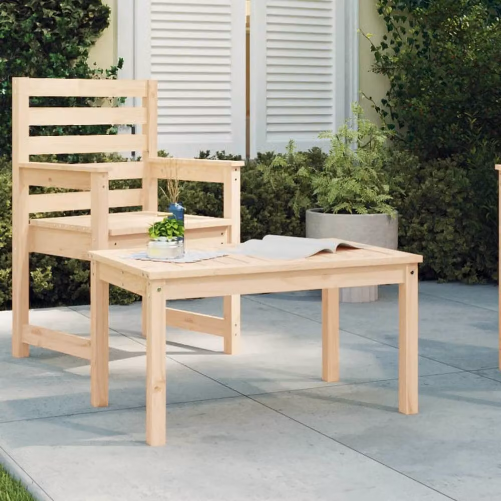 Berkfield Home Garden Table in Light Tan Solid Pine Wood, W: 82.5 cm, D: 50.5 cm, H: 45 cm – 2