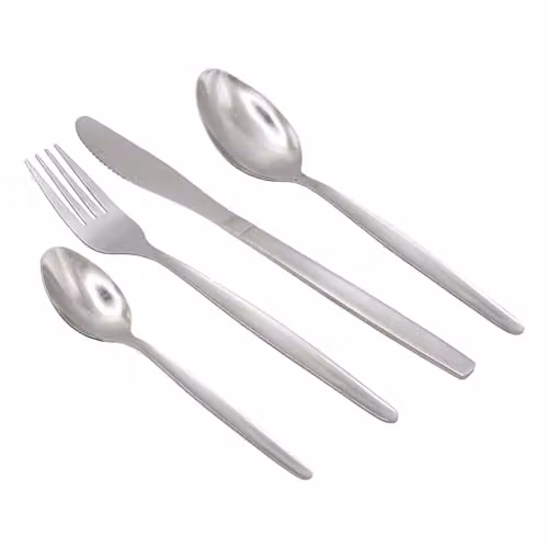Argon Tableware 24 Piece Stainless Steel Cutlery Set in Silver, Economy Collection for 6 People