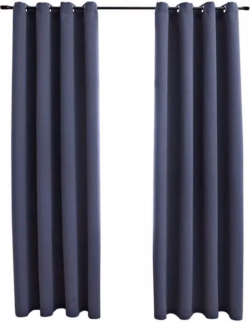 Berkfield Home Blackout Curtains with Eyelets, 2 Pack, Anthracite Grey, W: 140 cm, H: 225 cm