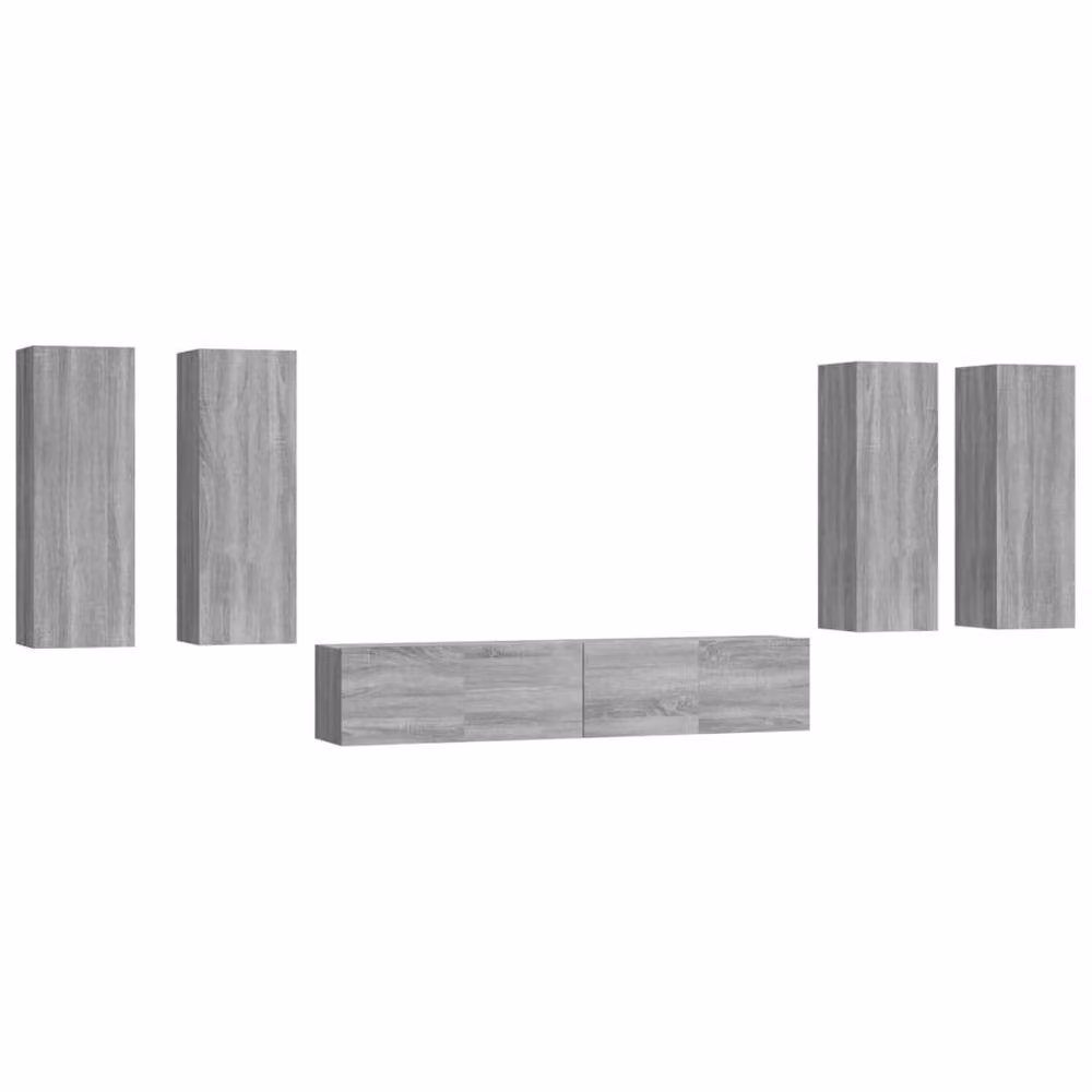 Berkfield Home 6 Piece Grey Sonoma Engineered Wood TV Cabinet Set – 2
