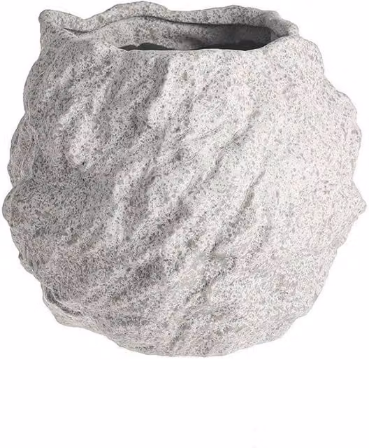KDMD Grey Ceramic Rounded Pot with Rough Texture, Diameter: 22 cm