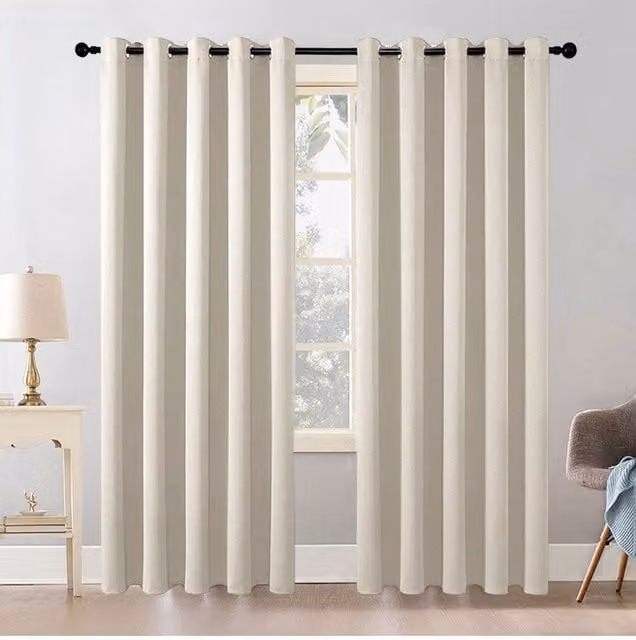 Garden Sanctuary Beige Blackout Curtains with Stainless Steel Eyelets, W: 168 cm, H: 229 cm