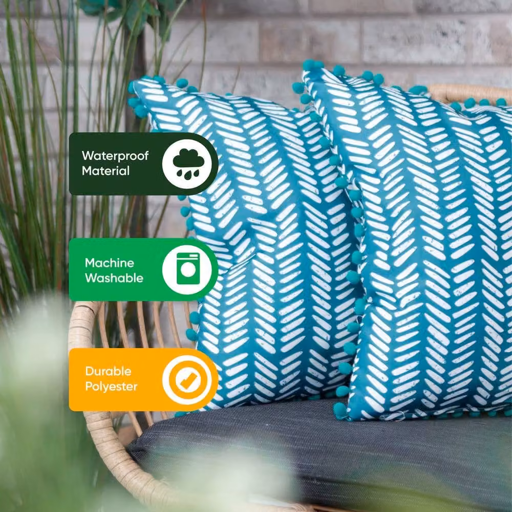 Gardenwize Pack of 2 Square Outdoor Floral Scatter Cushions in Turquoise and Green – 4