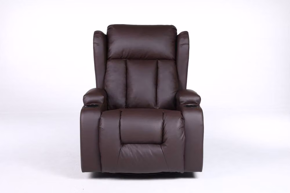 LUXURY LIFE Carrington Brown Leather Recliner Armchair with 10-in-1 Massage and Heat Functions, W/D/H: 104 x 90 x 96 cm – 2