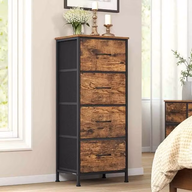 The Bazaarist 4 Drawer Fabric Storage Chest in Brown and Black – 1