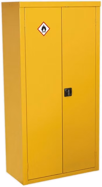 Loops Yellow Metal Hazardous Substance Cabinet with Two Hinged Doors and 2-Point Key Lock, W/D/H: 90 x 46 x 180 cm