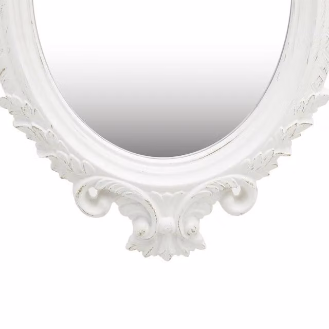 Berkfield Home Castle Style Oval Wall Mirror in White, W: 56 cm, H: 76 cm