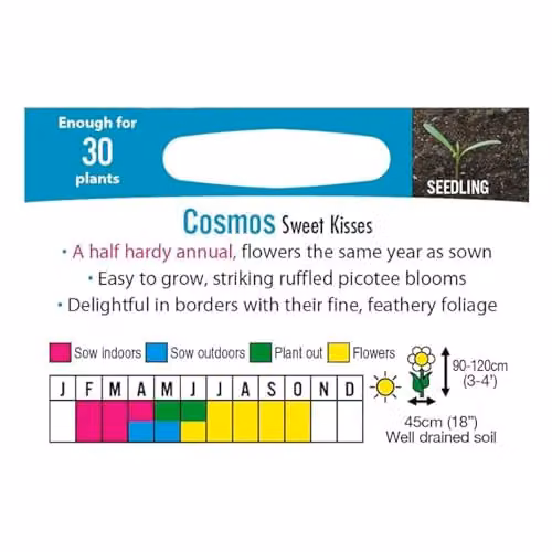 Mr Fothergill's Cosmos Sweet Kisses Pink and White Flower Seeds – 2