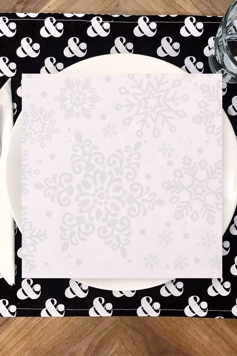 Neel Blue Christmas Party Snowflakes Printed 2 Ply Paper Napkins, White and Blue, 20 Pieces, W/D: 33 x 33 cm – 3
