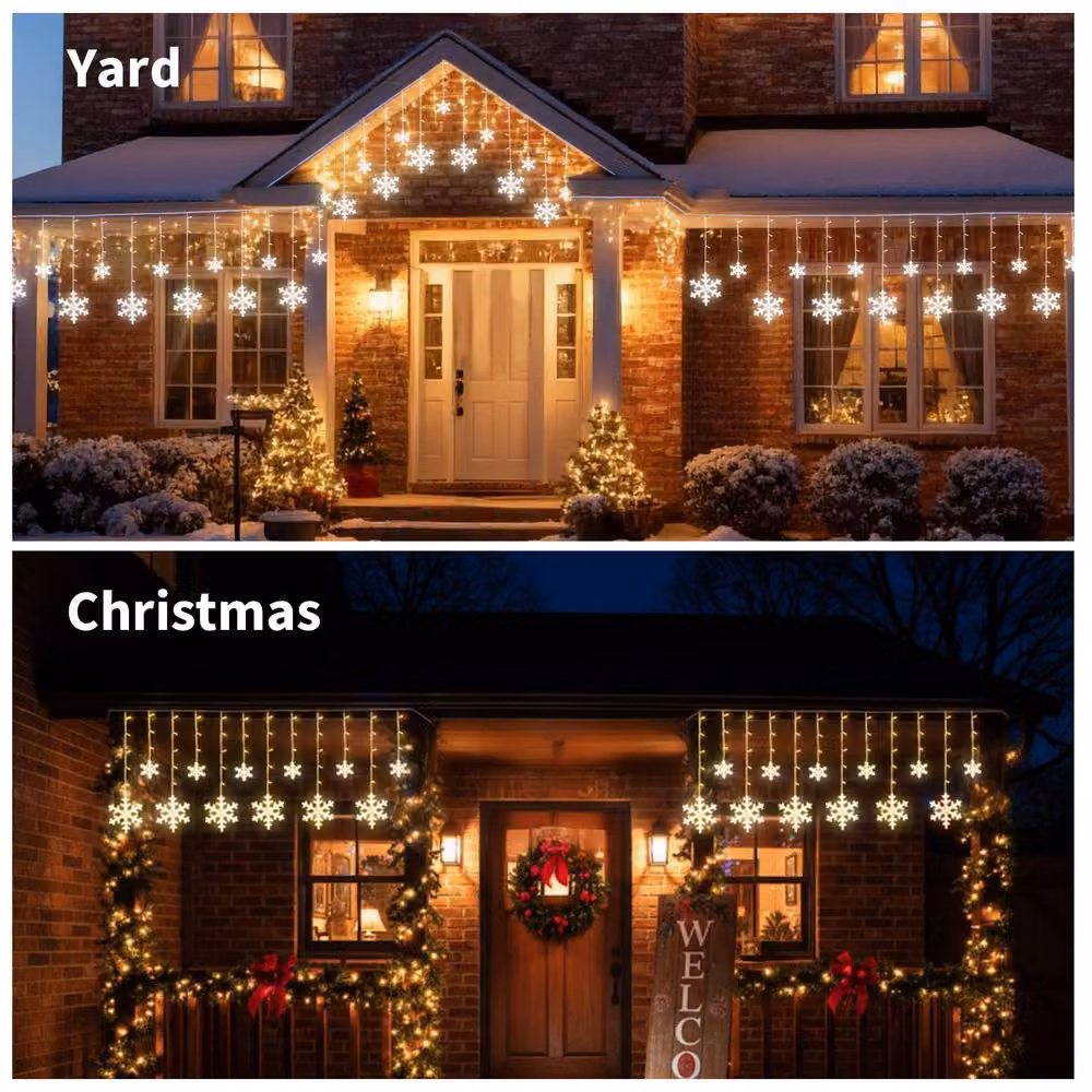 Bright Zeal Smart Snowflake Icicle Lights, 156 RGB LEDs with 12 Drops, White, 12ft – 7