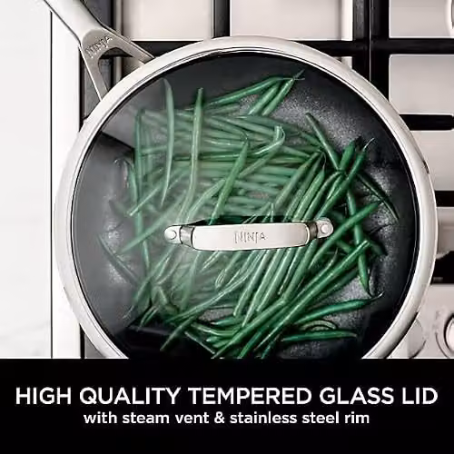 Ninja ZEROSTICK Stainless Steel 16cm Non-Stick Saucepan with Glass Lid, Silver, C60216UK – 3