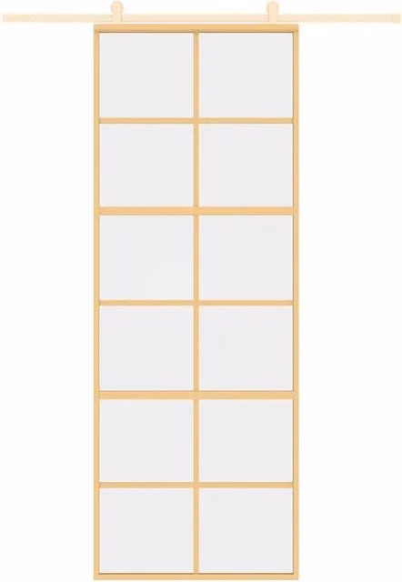 Berkfield Home Gold Sliding Door with Clear ESG Glass and Aluminium, W: 76 cm, H: 205 cm