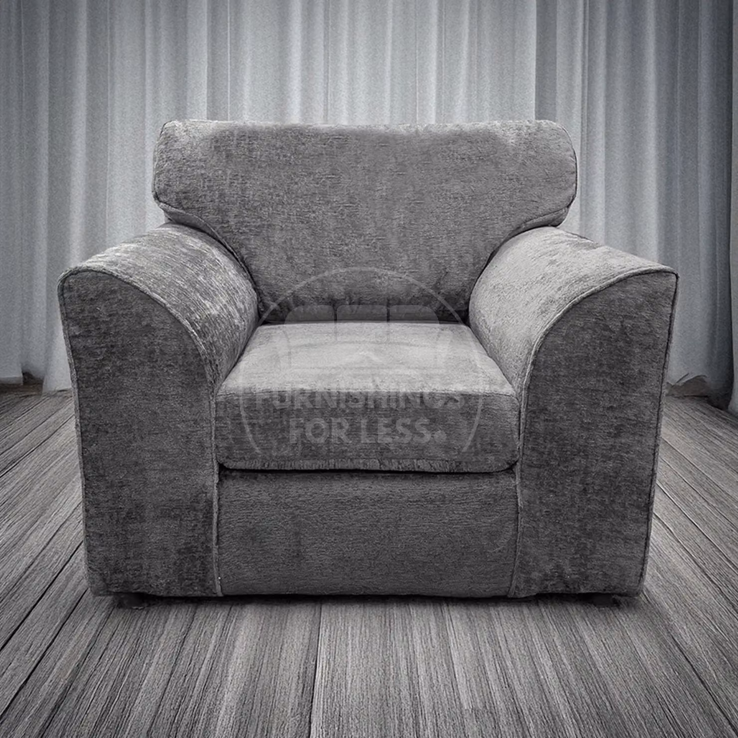 Furnishings For Less UK Monaco Grey Chenille Fabric 3 Piece Sofa Suite Including 3 Seater Sofa and 2 Armchairs – 2