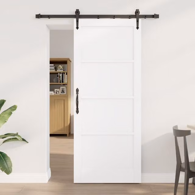 Berkfield Home Orkdal White Solid Wood Pine Sliding Door with Hardware Set