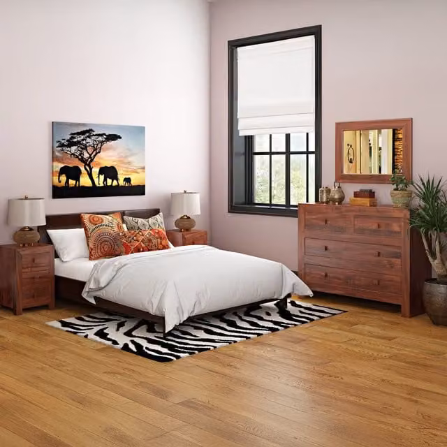 IH Design Dakota Mango 3 Drawer Bedside Table in Brown Wood