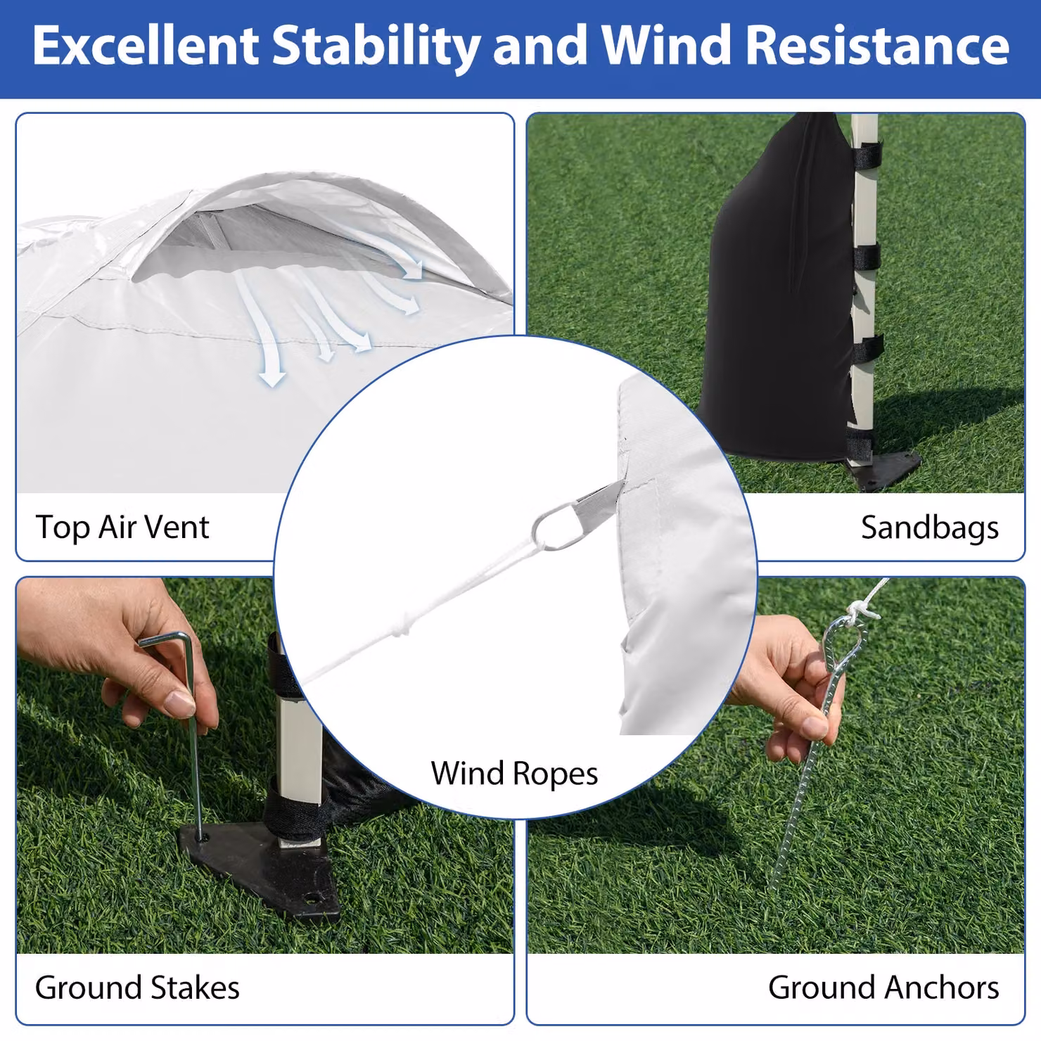 Gymax White Pop Up Canopy Tent with 1 Sidewall and Wheeled Bag, W/D/H: 300 x 300 x 266 cm – 6