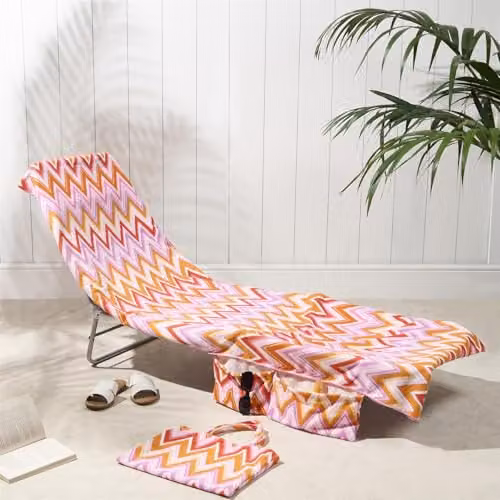 OHS Microfibre Quick Dry Beach Towel in Orange Multicolour, W: 75 cm – 1
