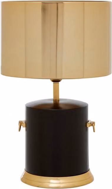 Orsina Luxe Modern Black and Gold Cylinder Drum Shade Table Lamp