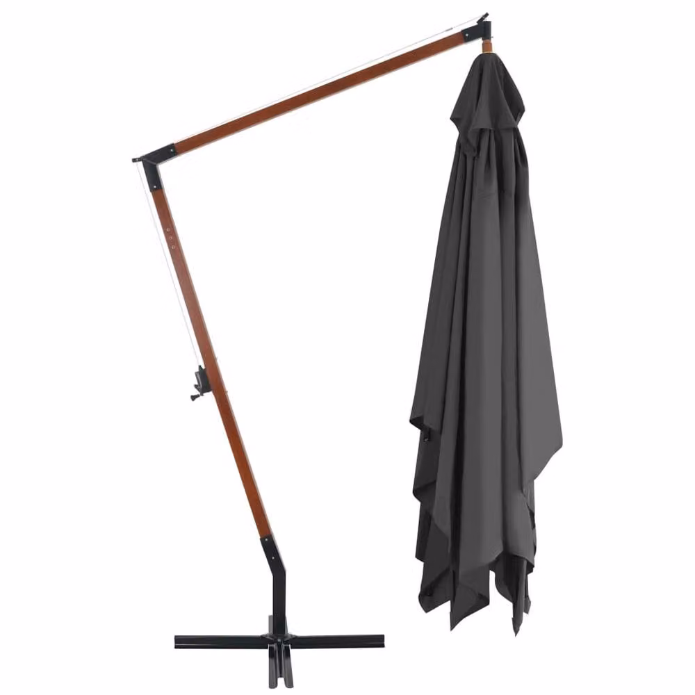 Berkfield Home Cantilever Garden Umbrella with Wooden Pole, Anthracite, W: 400 cm, D: 300 cm, H: 285 cm – 2