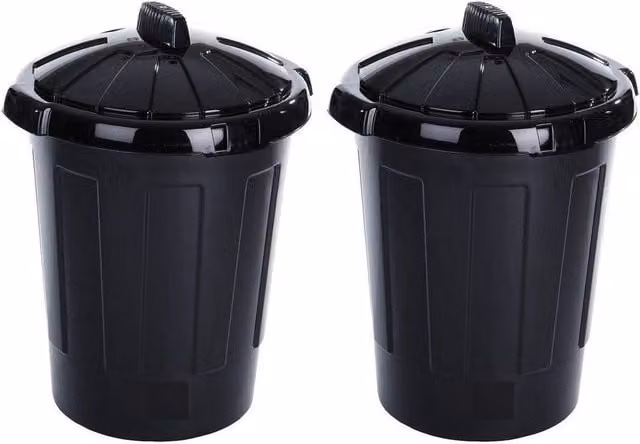 FLAVORA 2-Piece Black Plastic Garden Animal Feed Storage Bins with Lids – 1