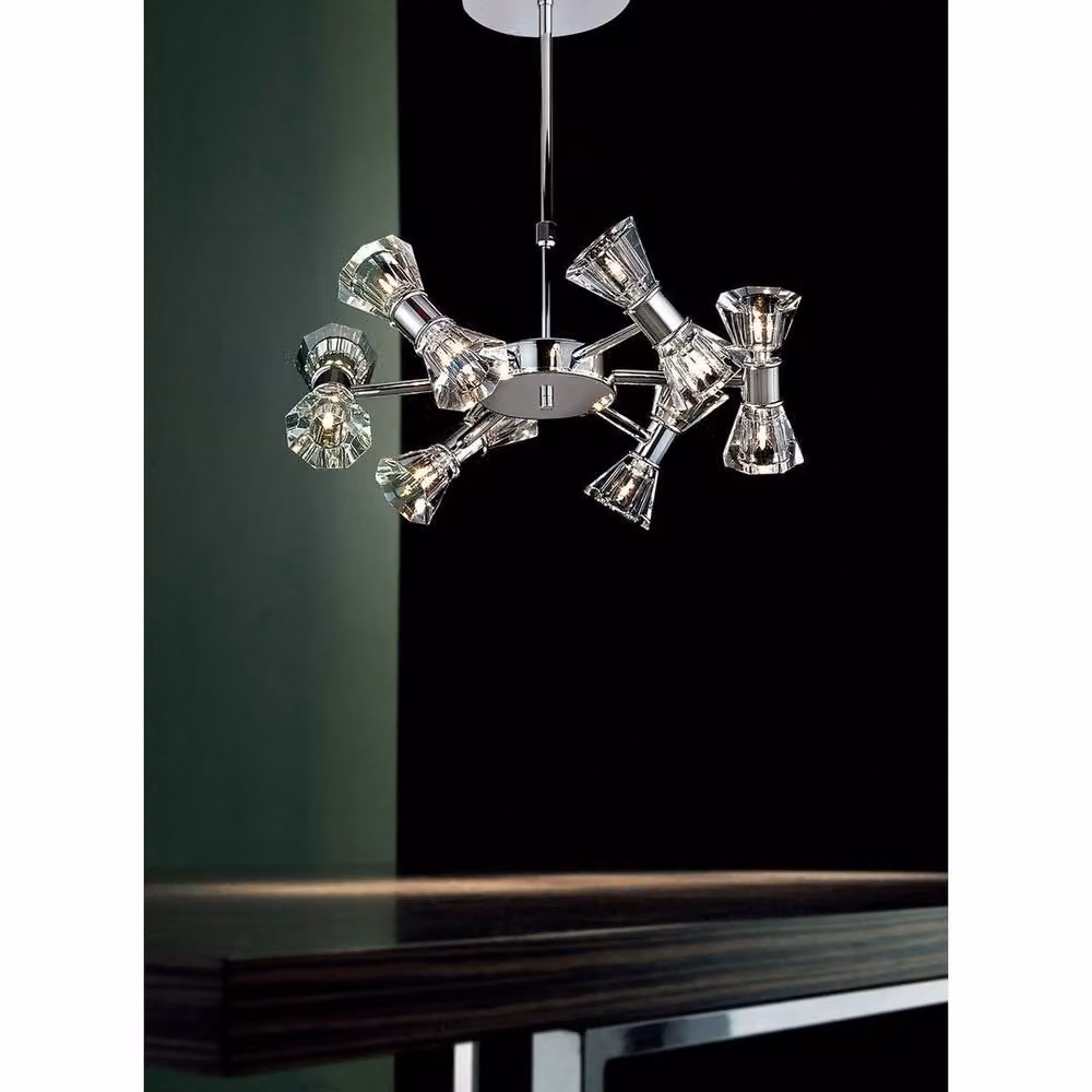 Netlighting Elisa Round 6-Light Pendant with Transparent Glass in Polished Chrome and Silver – 3