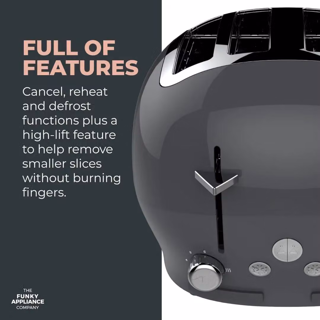 The Funky Appliance Company 4 Slice Toaster in Grey – 3