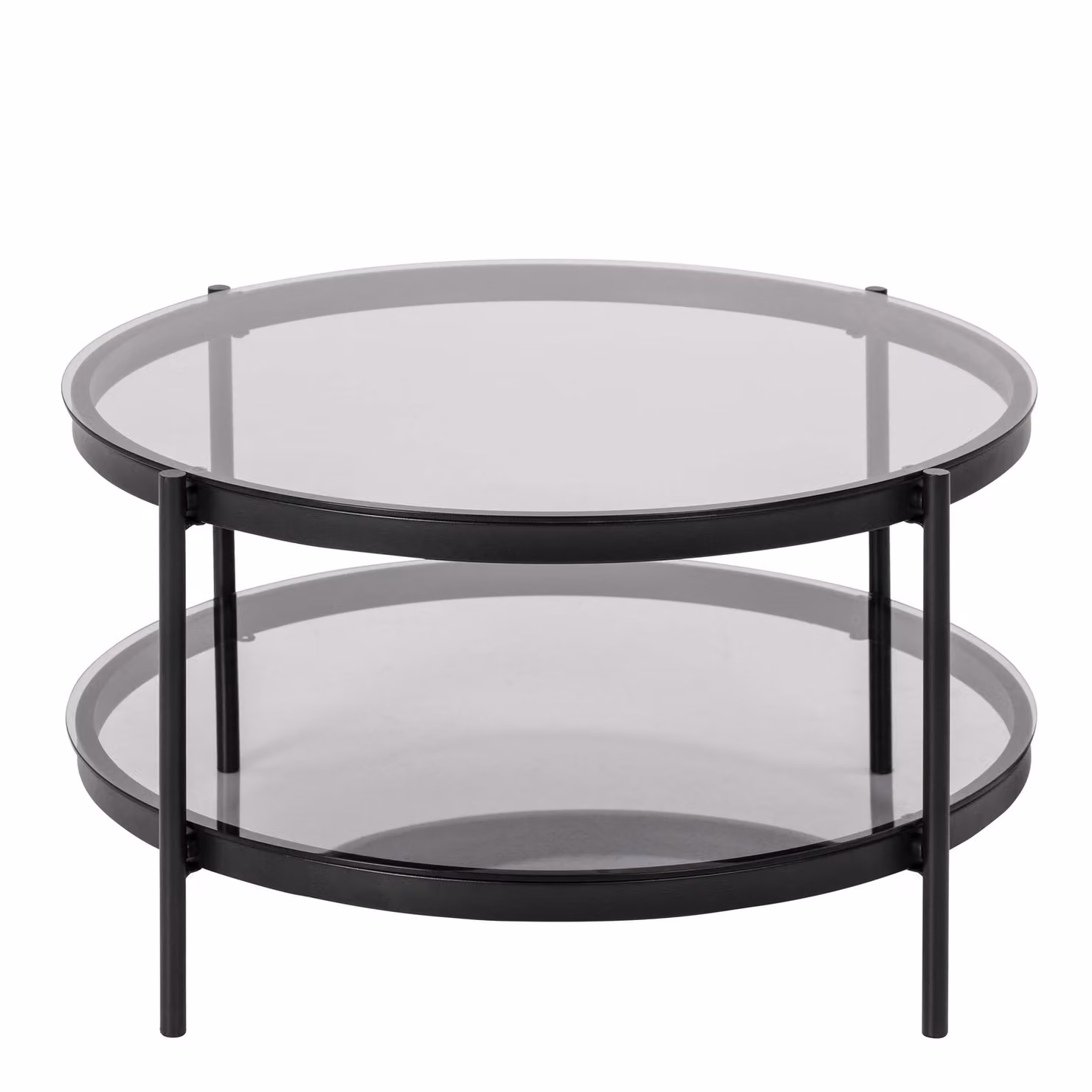 Furniture To Go Bayonne Round Coffee Table with Black Matt Smoked Glass Top – 2